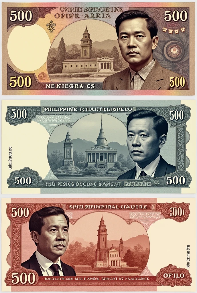 make an front and back  Philippine 500 pesos paper  money  