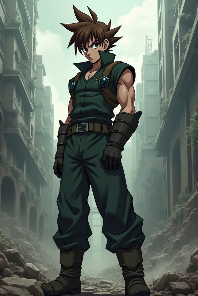 Future Trunks dragon ball Z 1990 with brown eyes and straight brown hair