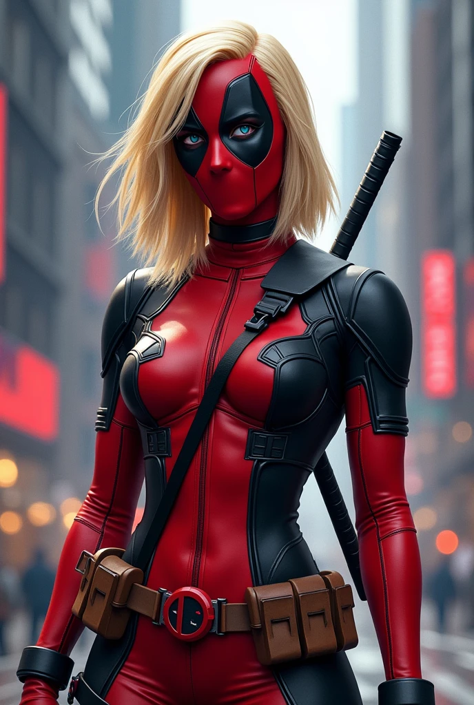 Gwen Stacy con traje de Deadpool 