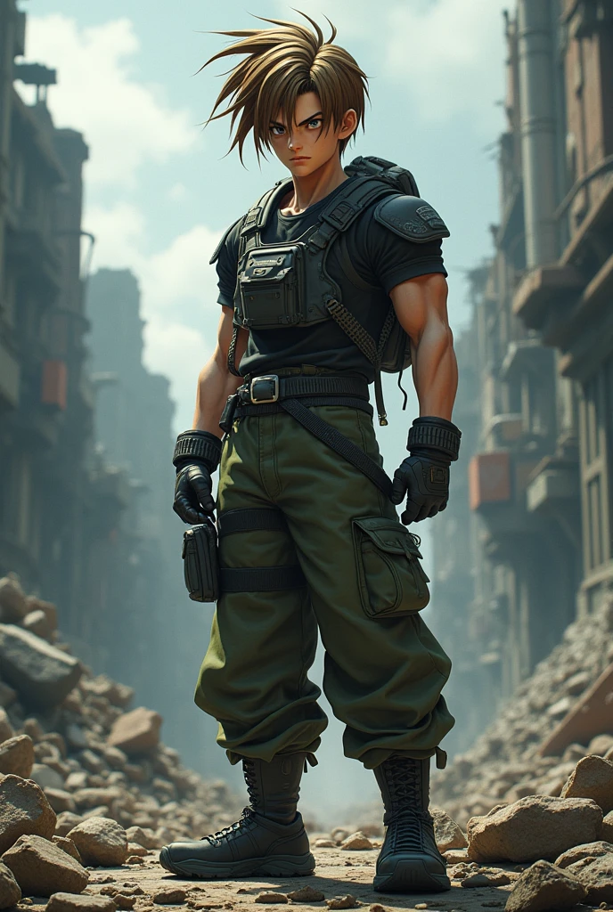 Future Trunks dragon ball Z 1990 with brown eyes and straight brown hair