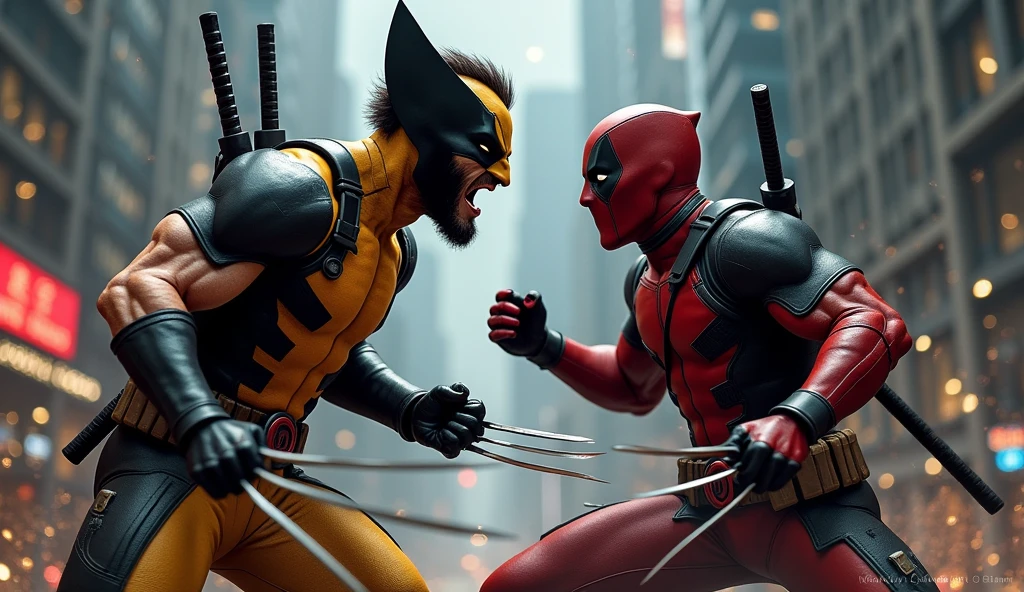 x-man logan fighting with deadpool (master piece) (zoom)