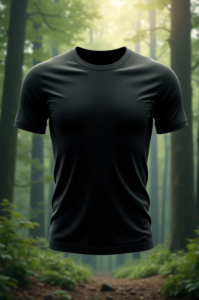 Floating Black T-shirt Back 3D Forest Background