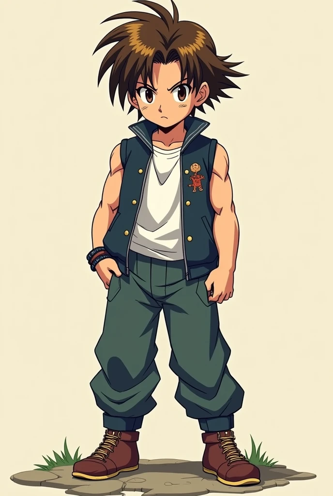 Trunks dragon ball Z 1990 with brown eyes and straight brown hair