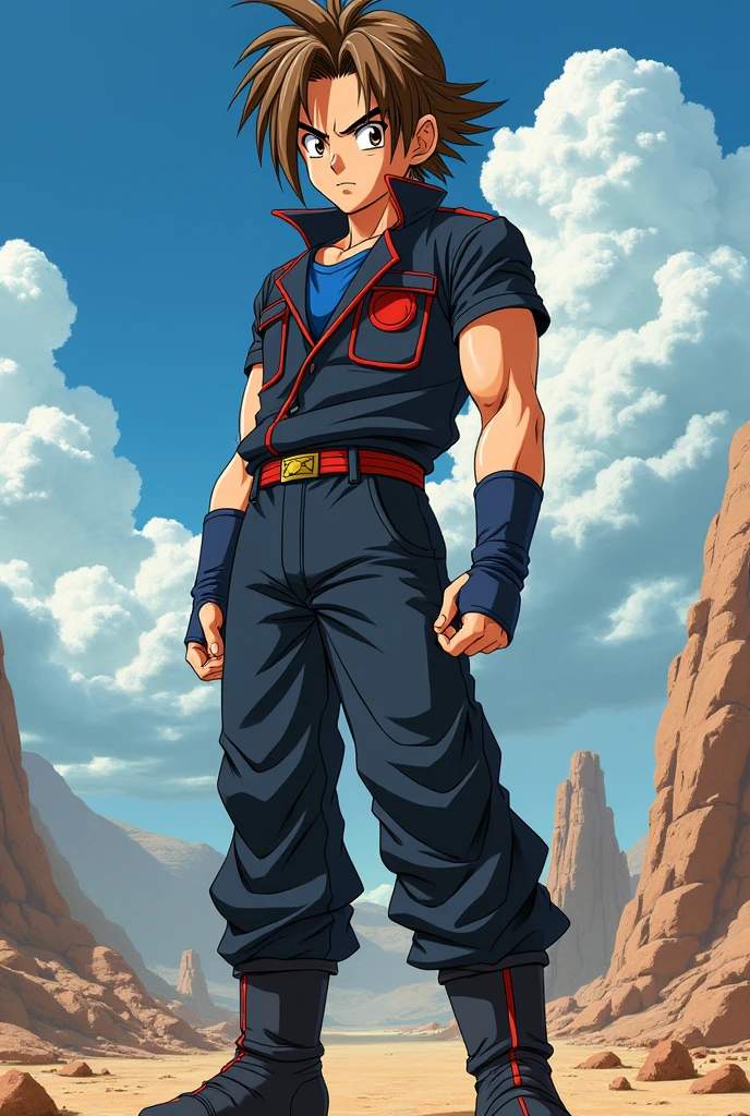 Trunks dragon ball Z 1995 with brown eyes and straight brown hair