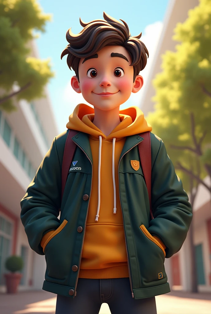 Man of approximately 1 meter tall.80 meters, toned complexion, Pale skin, short wavy hair, happy look and round face, broad hands and thick fingers and a university student named Octavio