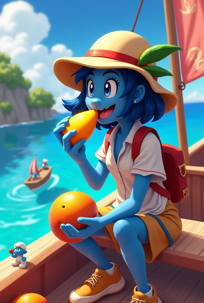Ms. Bartola, pokemon master eating mango, Sailing on the Smurf