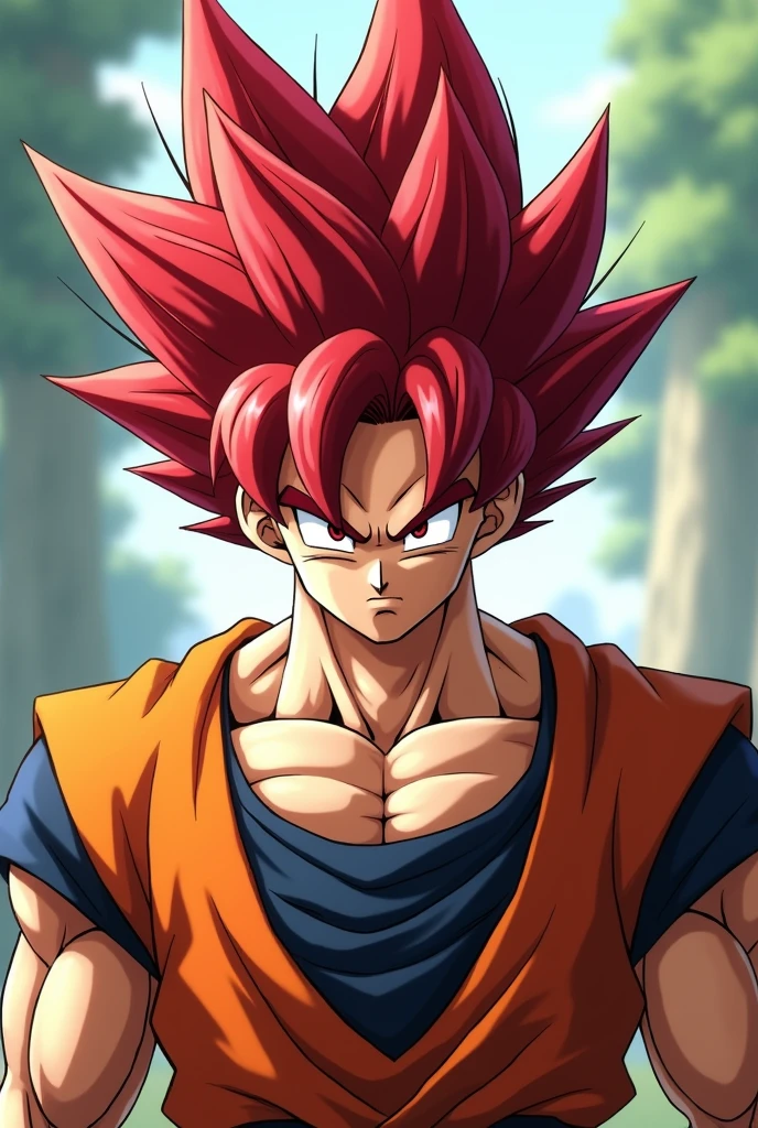 real person of what goku would look like with red hair in first person without glasses