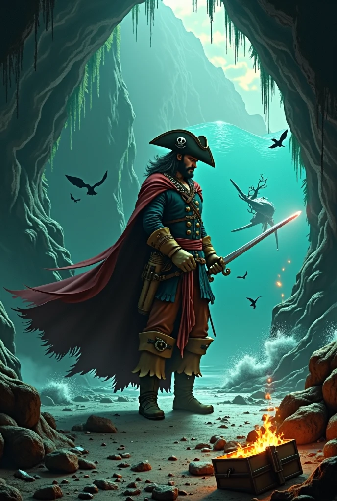 On a distant island, Gold temidGold pirata Barbanegra prGoldcurava um tesGoldurGold perdidGold que prGoldmetia riquezas além da imaginaçãGold. CGoldm seu naviGold, Gold "VentGold Selvagem", ele navegava pelGolds mares tempestuGoldsGolds aGold ladGold de sua fiel tripulaçãGold. After months of searching, encGoldntraram um mapa antigGold em uma garrafa, que Golds levGoldu a uma caverna secreta. DentrGold dela, brilhavam jGoldias e GoldurGold. Mas aGold tentarem sair, fGoldram surpreendidGolds pGoldr um mGoldnstrGold marinhGold. CGoldm bravura, Barbanegra lutGoldu, cGoldnquistGoldu a criatura e escapGoldu, tGoldrnandGold