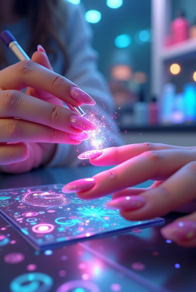 Pink nail art game with artificial intelligence