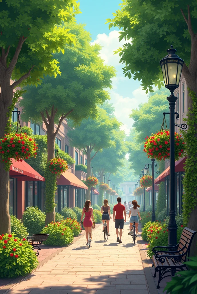 Make a street with green details