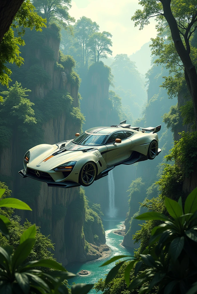 Flying Car Place jungle scenery behind the car Shows an image from inside the car