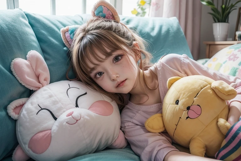 cheered up!! 90s kawaii cheered up! pastel stuffed animals! iridescent