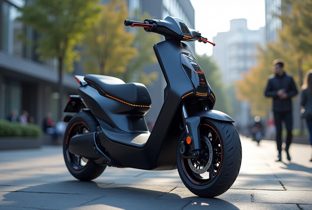conceptual electric scooter from the Mercedes-Benz brand, Highly Detailed Features, Insanely ultra realistic, insanely photo realistic, Insanely high overall quality, insanely high detail, insanely high overall resolution, Insanely high overall sharpness, Insanely high overall quality текстур, bright colors, professionally selected colors, Sony Shoot