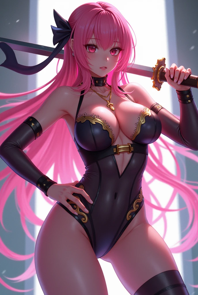 Create image of the character Mitsuri Kanroji from demom sley very sexy with intimate clothes drawing her sword