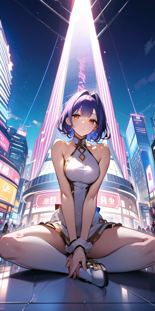 ((Highest quality、masterpiece、Anime Style、Highest quality、High resolution、8k、detailed、ultra-detailed:1.3))、Long legs、Sharp focus:1.2, Beautiful woman with perfect figure:1.4、(smile:1.2), double eyelid、30-year-old woman、Sexy pose、((((Shut your mouth.、One Woman、ワンピース:1.5)))),The background is tokyo