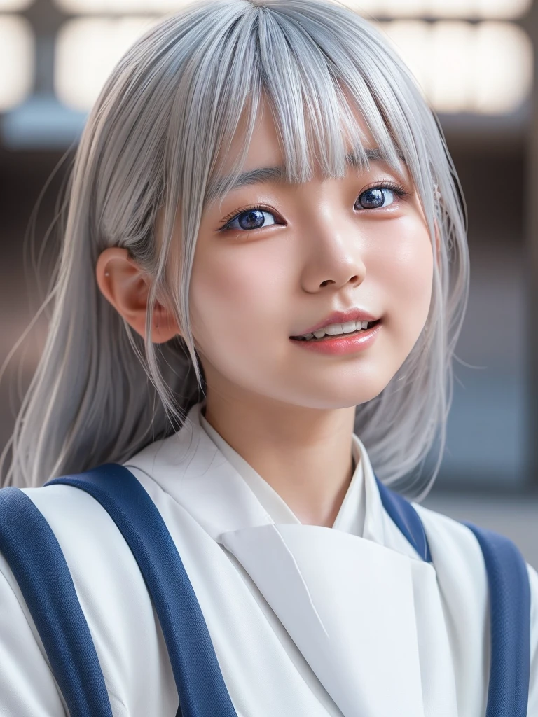 NSFW,Correct human anatomy、(a ultra cute beautiful Japanese girl wearing highschool white uniform:1.75),(charming smile:1.25),large clear light blue eyes,droppy eyes,balanced eyes,transparent white skin,(silver hair:1.5),photorealistic, 8k, ultra-detailed, masterpiece, realistic, vivid colors, beautiful detailed eyes, beautiful detailed lips, extremely detailed face, intricate details, hyper realistic, cinematic lighting, dramatic shadows, stunning composition, intense atmosphere, highly detailed skin, exquisite facial features, volumetric lighting, raytraced global illumination, physically-based rendering, professional digital art,high resolution fix,(sexual climax:1.5)