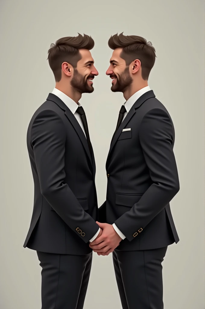 a gay couple wearing suit and giving hands