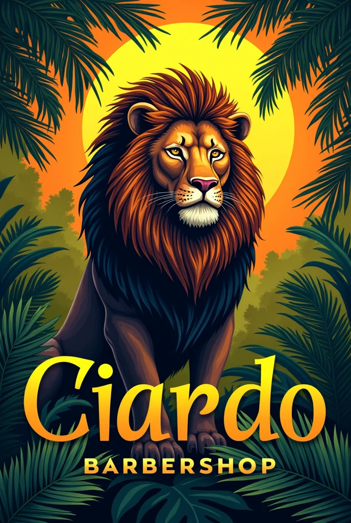 Ciardo barber logo Jamaican version with lion