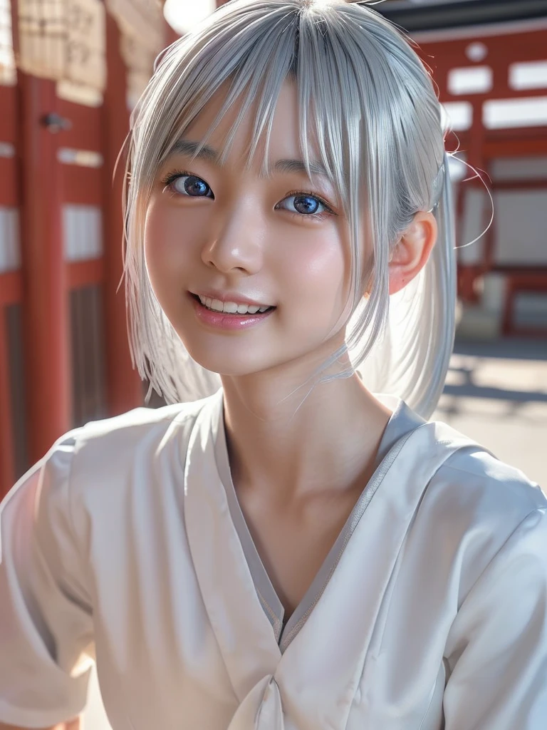NSFW,Correct human anatomy、(a ultra cute beautiful Japanese girl wearing highschool white uniform:1.75),(charming smile:1.25),large clear light blue eyes,droppy eyes,balanced eyes,transparent white skin,(silver hair:1.5),photorealistic, 8k, ultra-detailed, masterpiece, realistic, vivid colors, beautiful detailed eyes, beautiful detailed lips, extremely detailed face, intricate details, hyper realistic, cinematic lighting, dramatic shadows, stunning composition, intense atmosphere, highly detailed skin, exquisite facial features, volumetric lighting, raytraced global illumination, physically-based rendering, professional digital art,high resolution fix,(sexual climax:1.5)