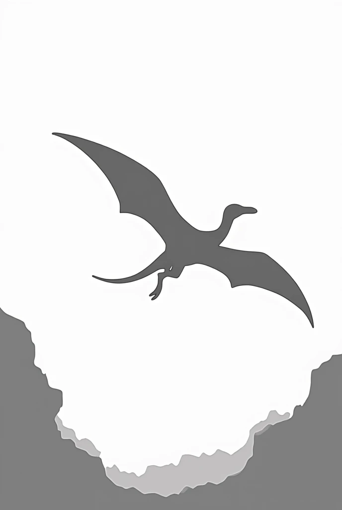 A BLANK PAGE WITH A CONTOURED SILHOUETTE OF A PTERODACTYL IN ITS HABITAT TO COLOR