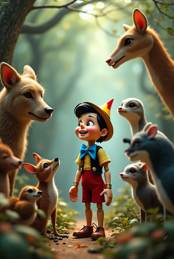 Pinocchio talking to animals

