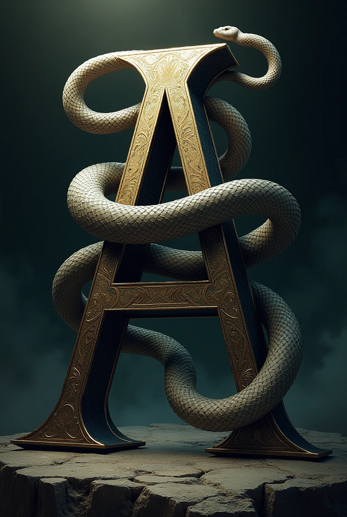 Letter A with snake