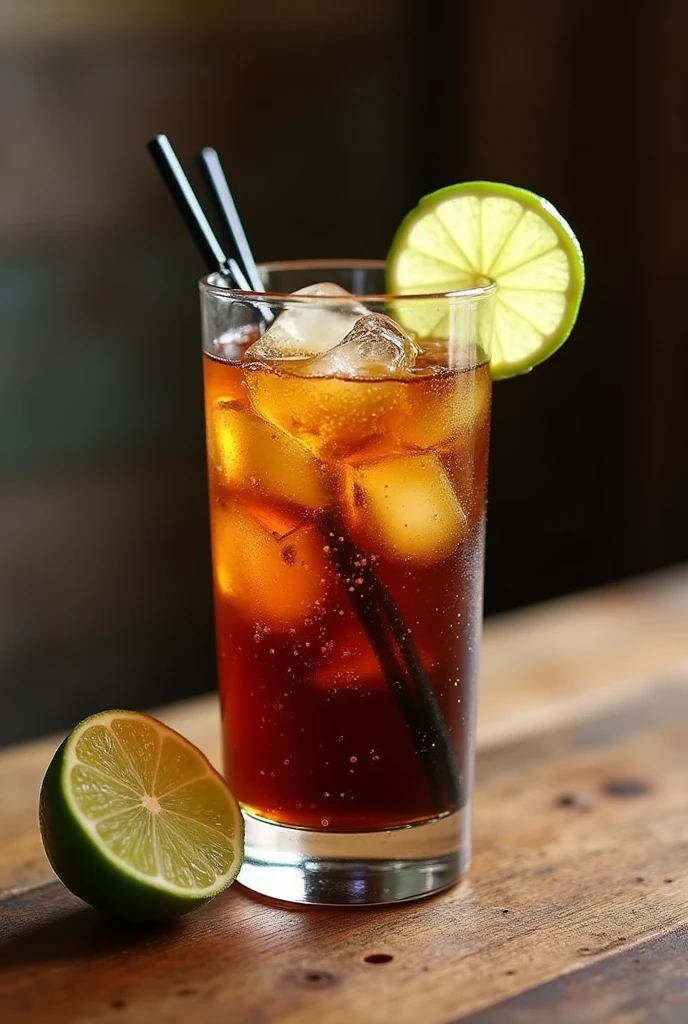 cuba libre on top of a bar table