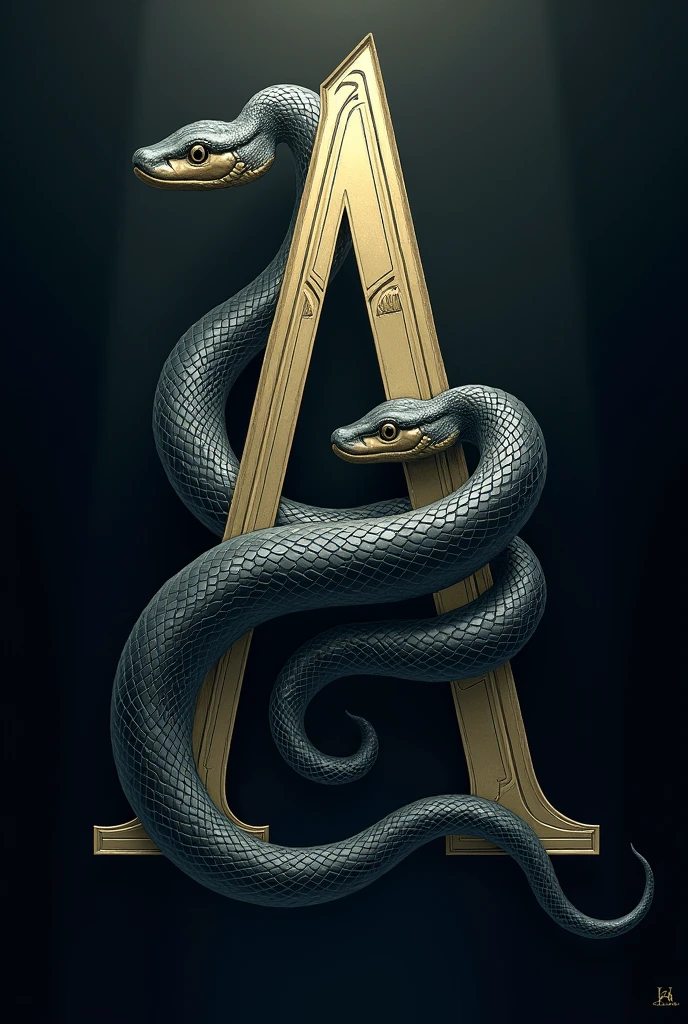 Letter A with snake