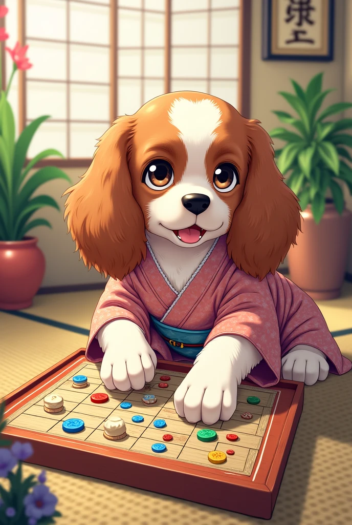 Dog (cocker) who plays board games in anime version