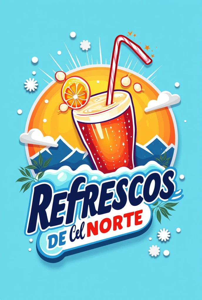 generate a logo for a soft drinks company with the name Resfrescos del Norte, something more distinct, less minimalist, but colorful