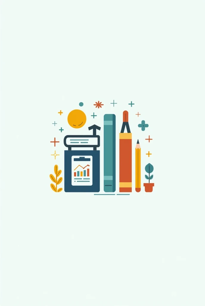 Sales logo on primary school educational materials and planning with educational symbols