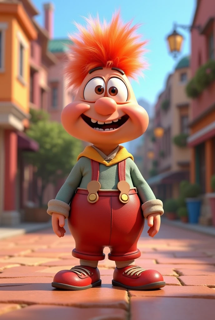 Image of a dressed boner in Disney Pixar 3D style.with red hair nap