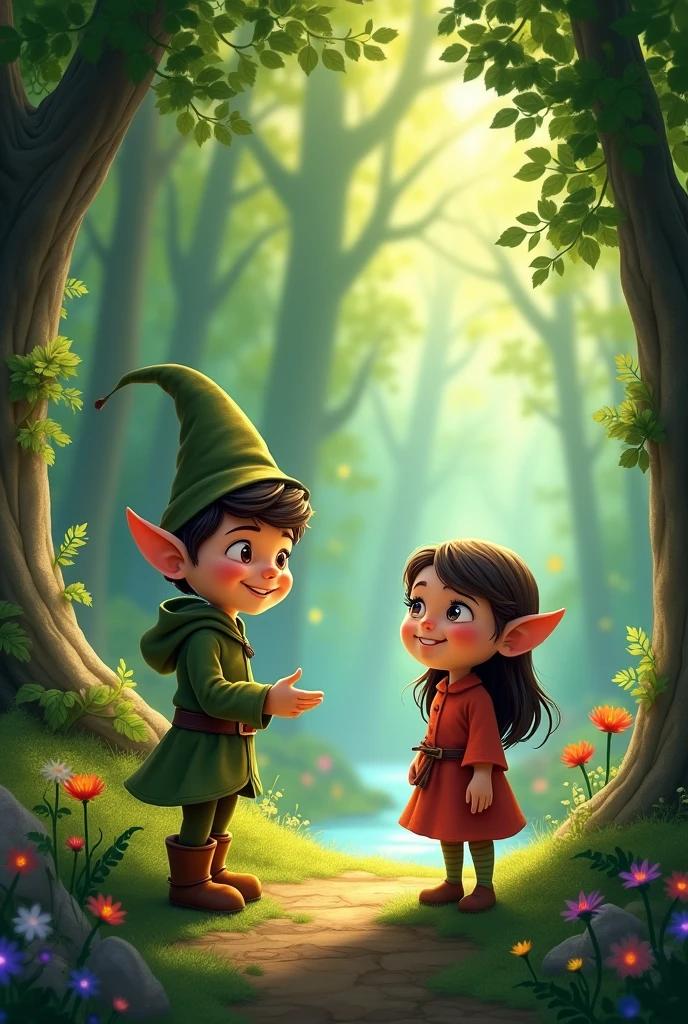 Welcome, lila! —Tico said—.
This forest has surprises!
To explore, You must follow my instructions.
Tico is an elf and Lila is a girl