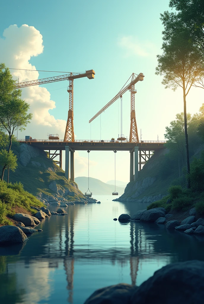 An image of a bridge under construction can symbolize how premises act as the basis for developing plans.. The bridge represents plans that are being built based on assumptions.