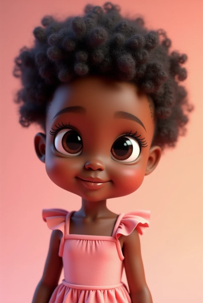 two year old black girl short curly hair big eyelashes round eyes pink dress pix 3d