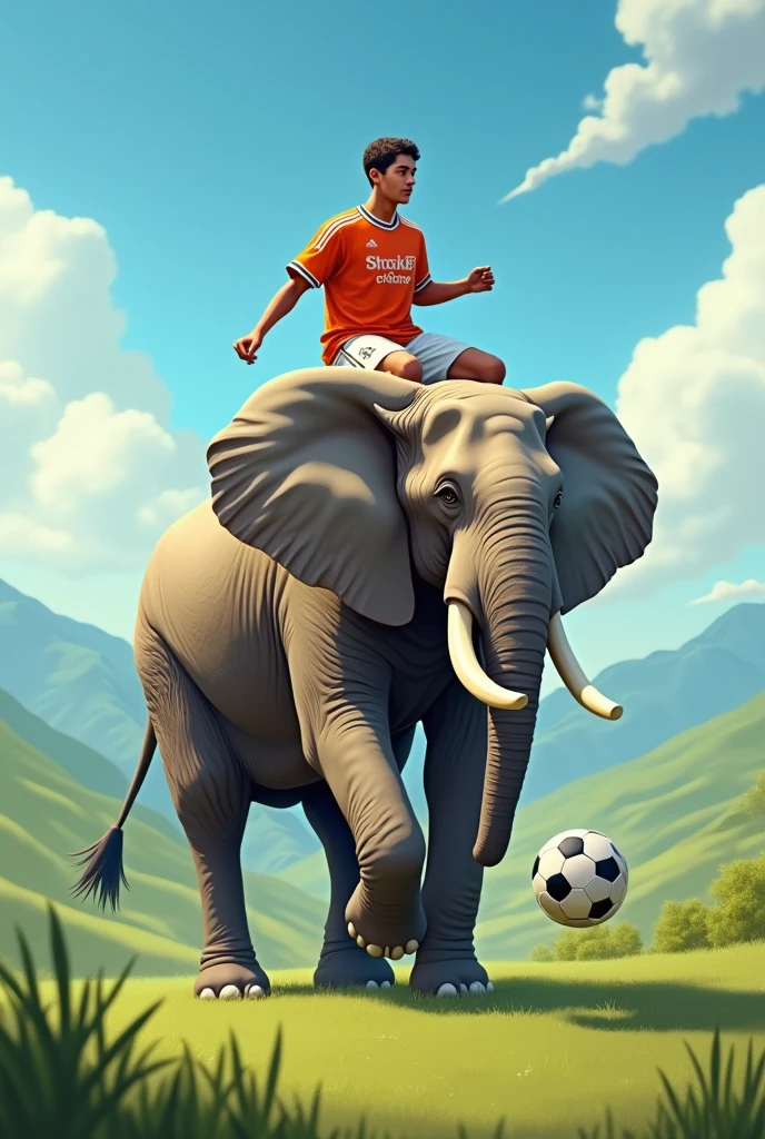 soccer player on an elephant