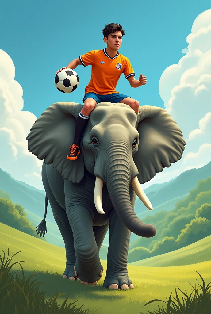 soccer player on an elephant