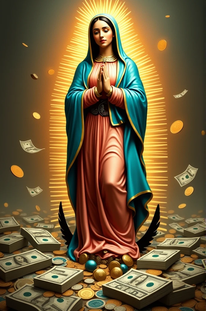 Virgin of Guadalupe with money, lots of money 