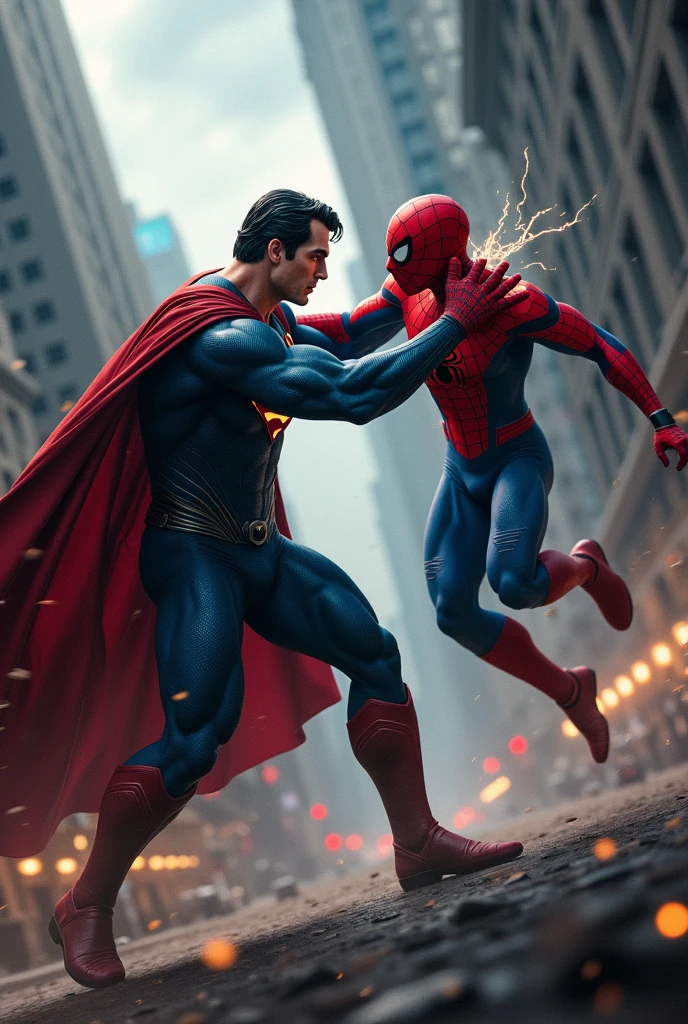 Superman fighting spiderman


