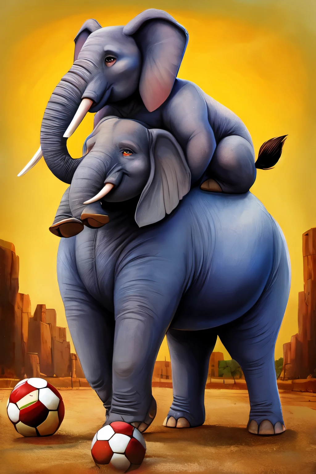 soccer player on an elephant
Auf