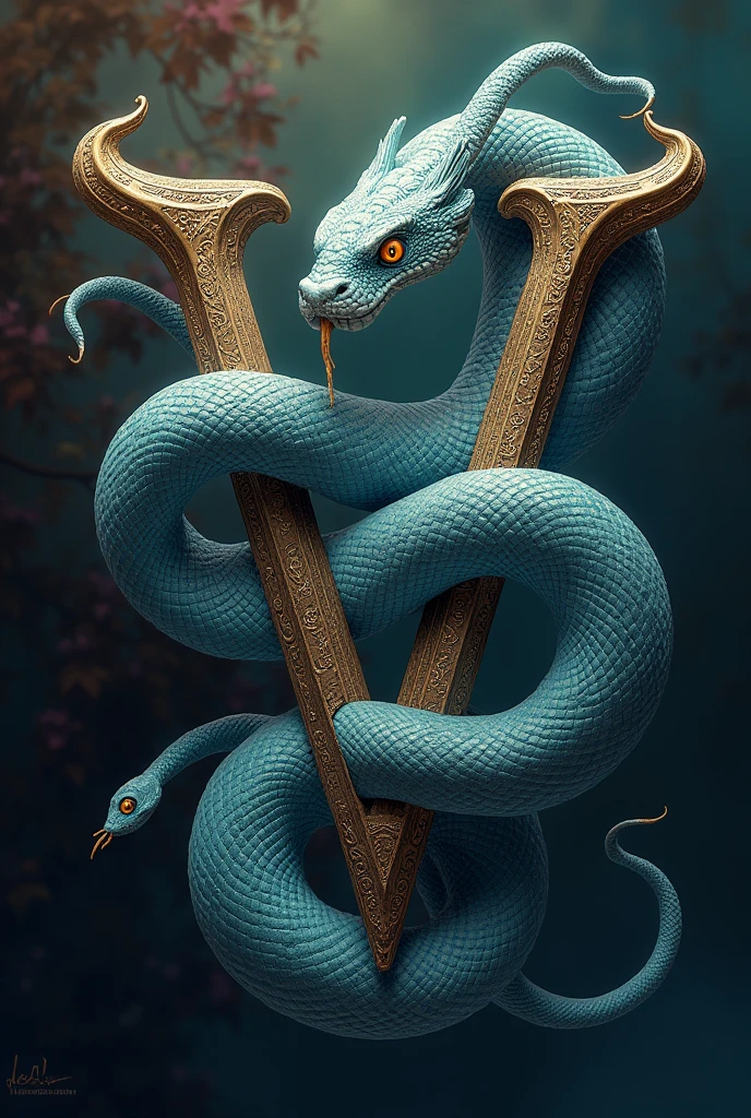 Letter V with snake 