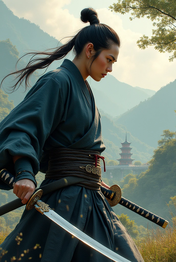 Create a double-bladed katana