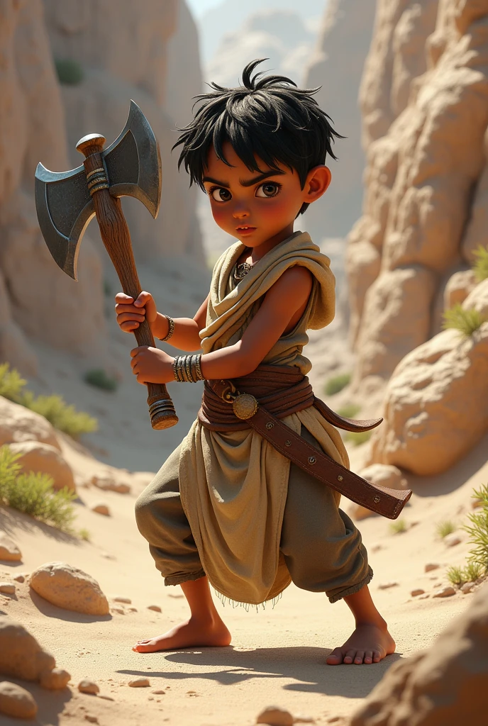 Little Arab with axe