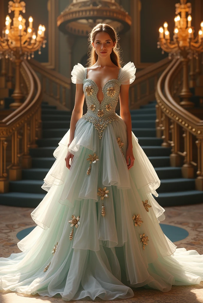 I would like you to design Cinderella's dress made from recyclable materials