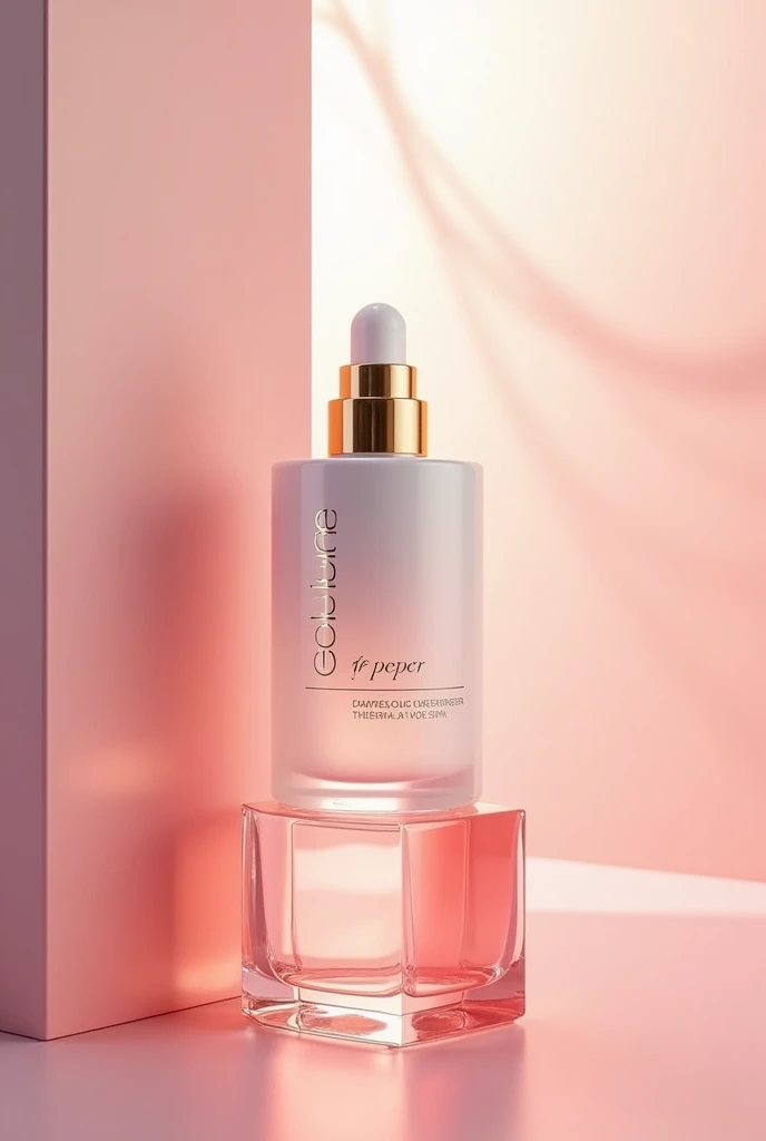 Create a moisturizer with the name Áurea and its fragrance is pink pepper. With white, pink and gold colors
