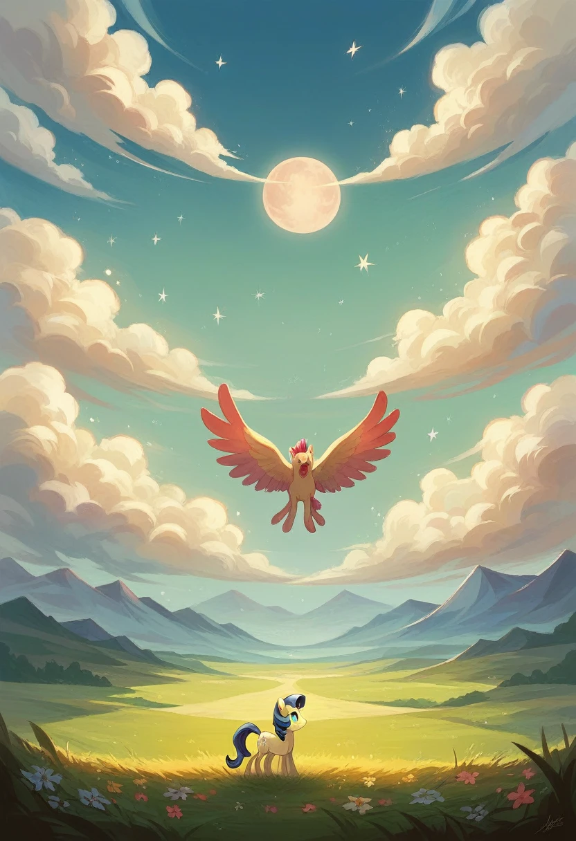 A girl on a meadow,Many stars shining in the wide sky,Shining Star,milky way,full moon,I look up and see,Wildflowers are in full bloom,Pure World,masterpiece,Highest quality,最高masterpiece,Detailed anime art,Digital Art,