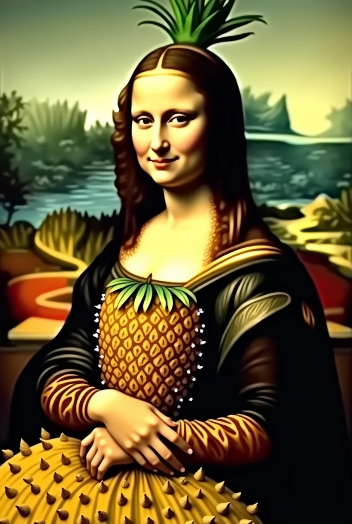 Mona Lisa in pineapple costume