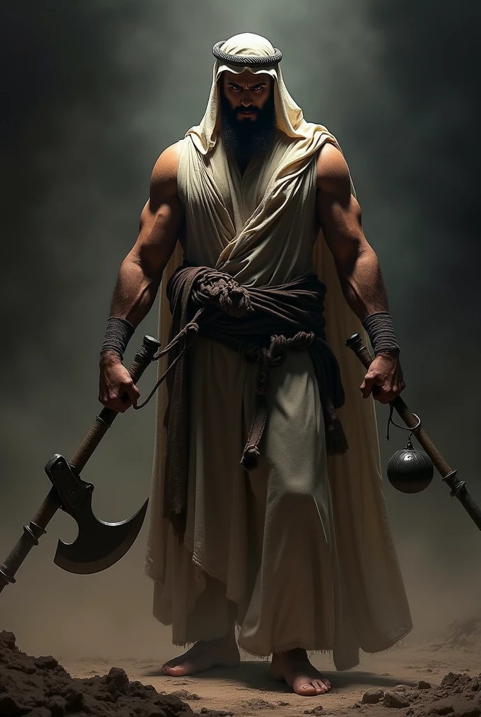 Arab with axe and bomb