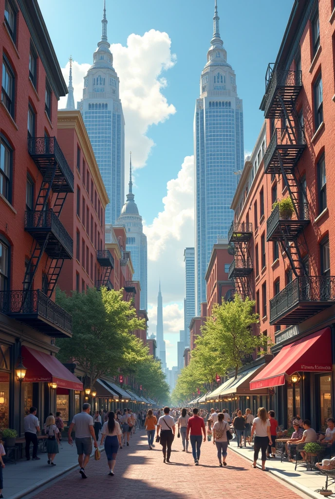 Create an image with urban background containing english-american culture elements