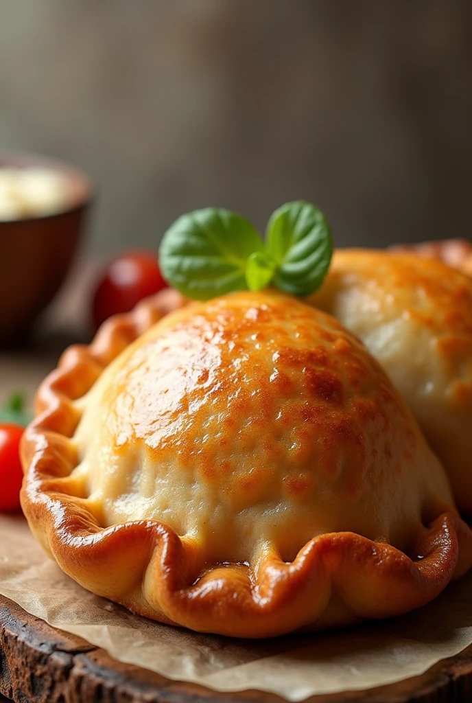 It's about food the logo the name is Sabores Lindos, It's about empanadas something warm, rich and hot, The empanada can contain chicken without the tomato on the back and without the leaves